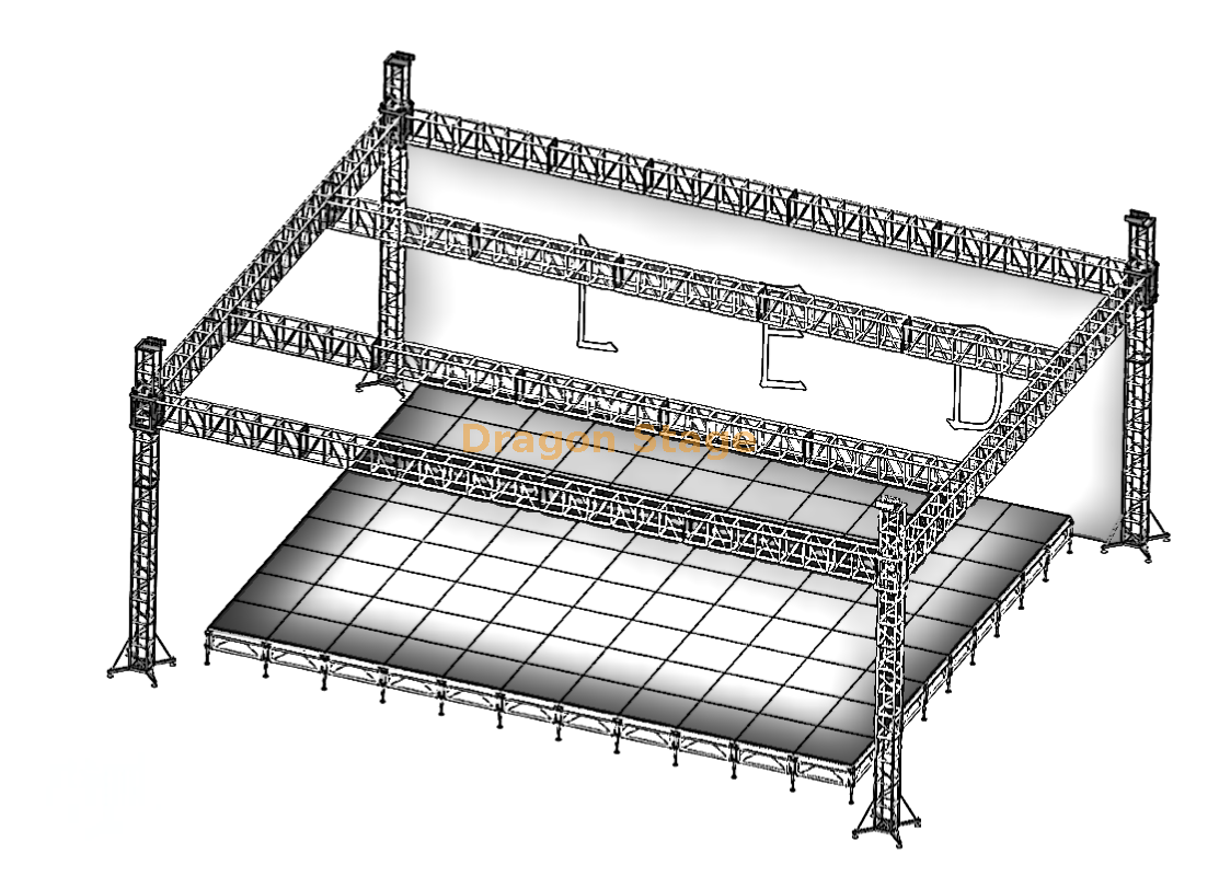 Large Outdoor Aluminum Concert Stage Truss System 15x12x7m Grand système en aluminium extérieur de botte d'étape de concert 15x12x7m