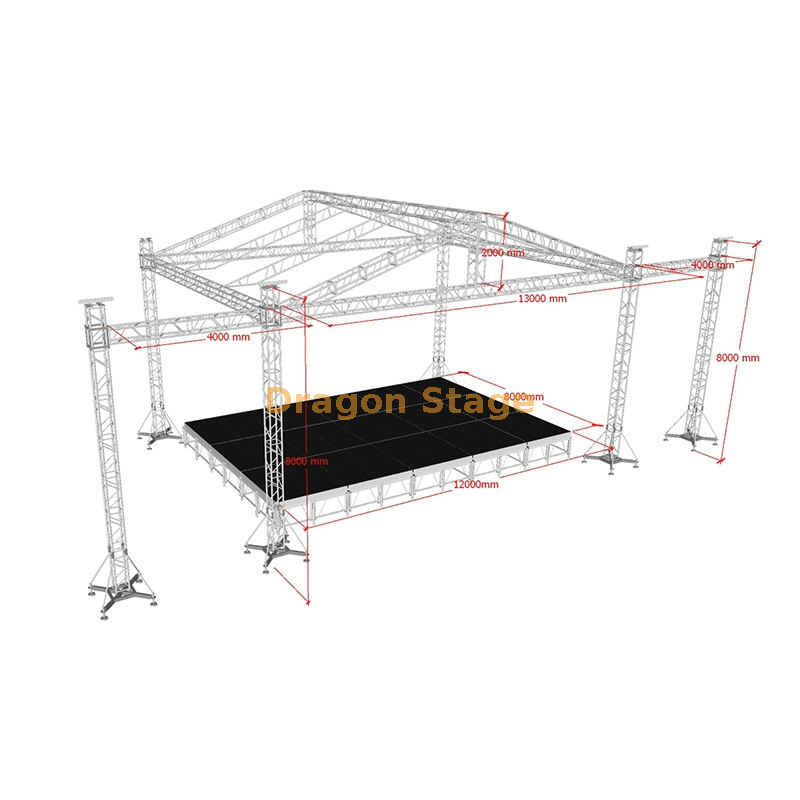 13x9x8m Aluminum Concert Roof Stage Truss with Led Display Truss Toit de concert en aluminium 13X9X8M
