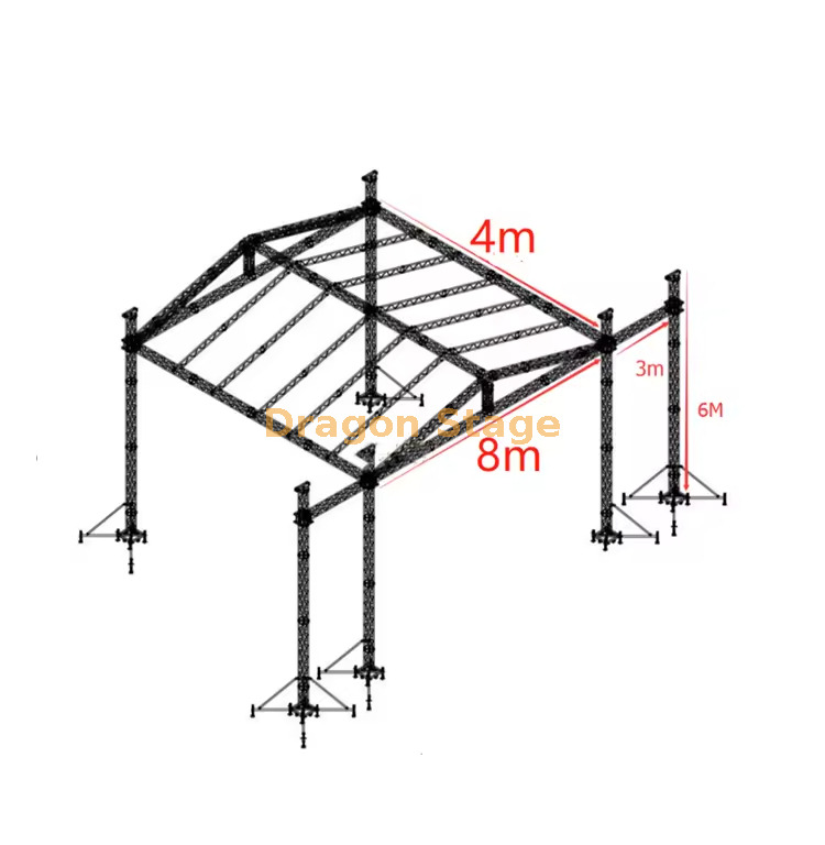 8x4x6m Professional Modular Roofing Truss System with Sound Wings Système de fermes de toiture modulaires professionnelles 8x4x6m avec ailes sonores