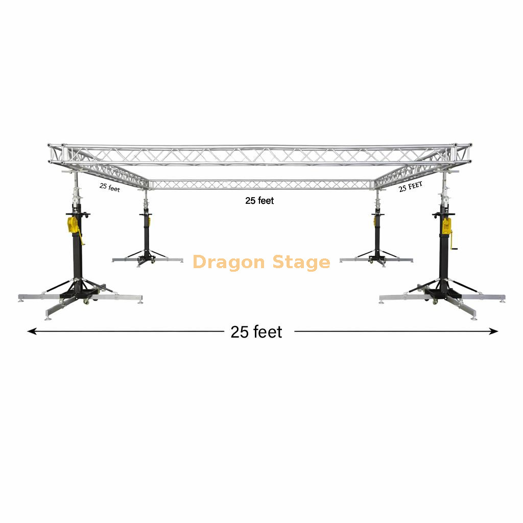 25ft Professional Aluminum Truss System with Heavy Duty Crank Up Stands Système de ferme en aluminium professionnel de 25 pieds avec supports à manivelle robustes