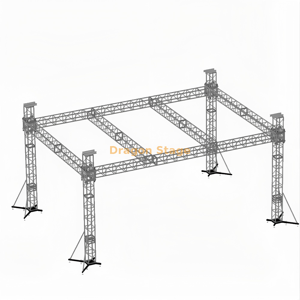 Aluminum Alloy Flat Roof Stage Truss System for Mobile Outdoor Events Système de ferme de scène de toit plat en alliage d'aluminium pour les événements extérieurs mobiles