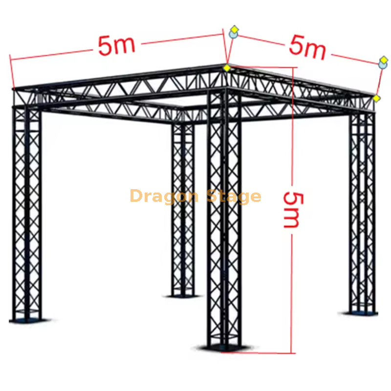 black paint 5x5x5m Aluminum Exhibition Booth Truss System Système de botte en aluminium de cabine d'exposition de la peinture noire 5x5x5m