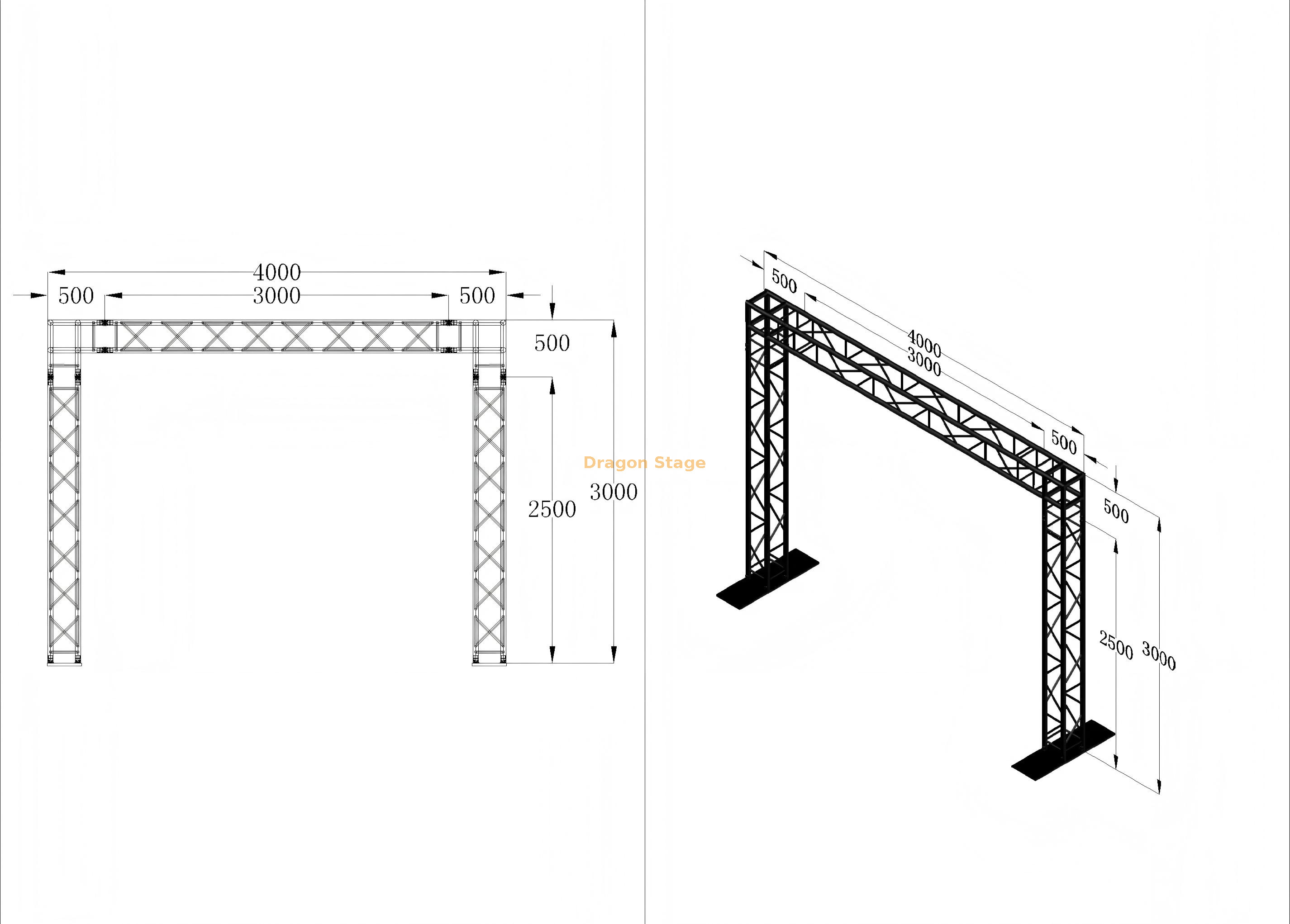 Aluminum Alloy Mobile Goalpost Truss System for LED Screens and Stage Lighting Système de ferme de poteau de but mobile en alliage d'aluminium pour écrans LED et éclairage de scène