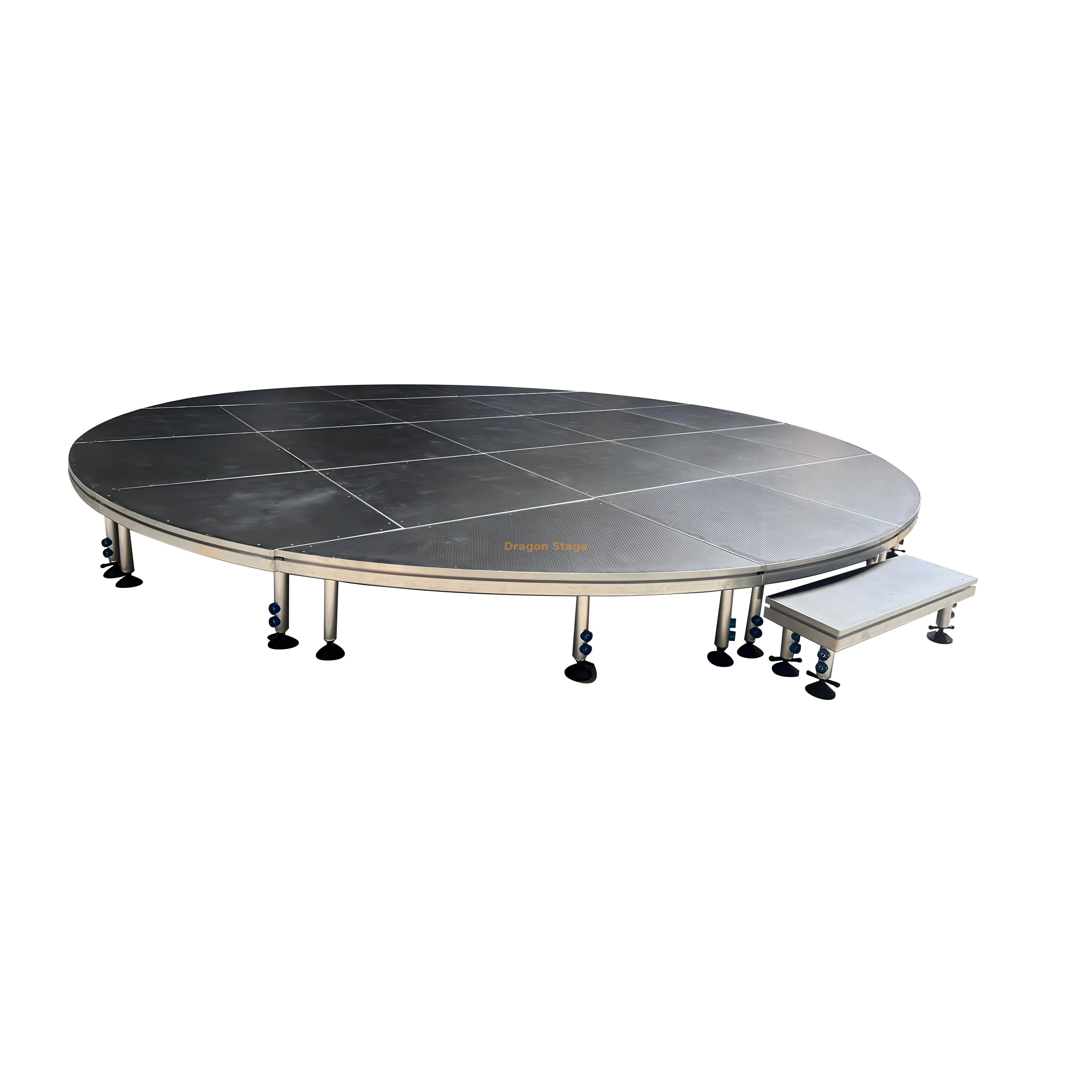 6m Round Portable Stage System with Adjustable Height (0.4-0 (1) Système de scène portable rond de 6 m avec hauteur réglable (0,4-0 (1)