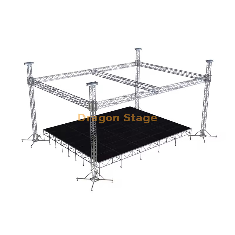 14x7x7m Aluminum Flat Roof Stage Truss System for Concerts & Events Système de fermes de scène à toit plat en aluminium 14x7x7m pour concerts et événements