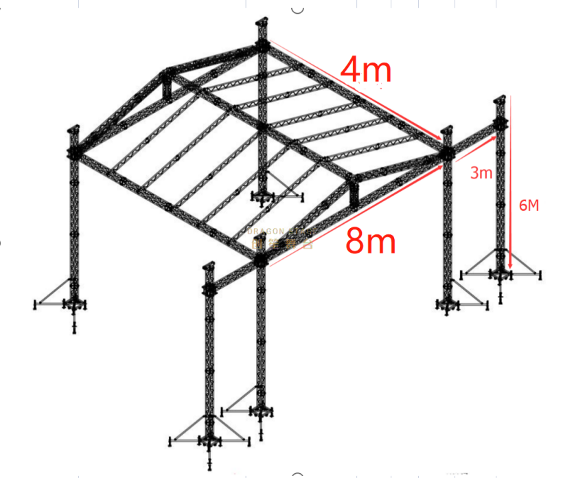 Exposition portative extérieure d'événements de concert éclairage de scène de mariage haut-parleur d'exposition ferme en aluminium avec toit incurvé ferme d'affichage à LED TUV SGS CE 24x12x20ft