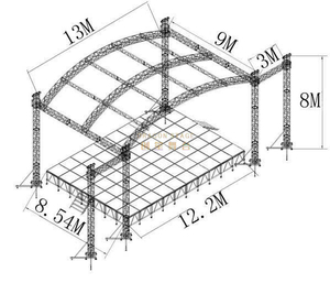 Étape modulaire extérieure portative en aluminium d'événement d'église 12.2x8.54m 1.6-2m de haut