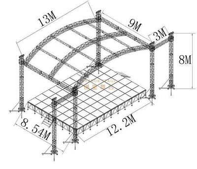 Étape modulaire extérieure portative en aluminium 12.2x8.54m 1.2-2m d'événement d'église de haut