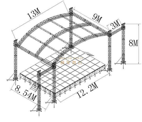 Étape modulaire extérieure portative en aluminium 12.2x8.54m 1.2-2m d'événement d'église de haut