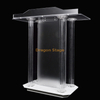 Pupitre d'événement Portable de conception de simplicité plexiglas clair chaire d'église podium de débat en acrylique pour l'école avec onglet porte-gobelet