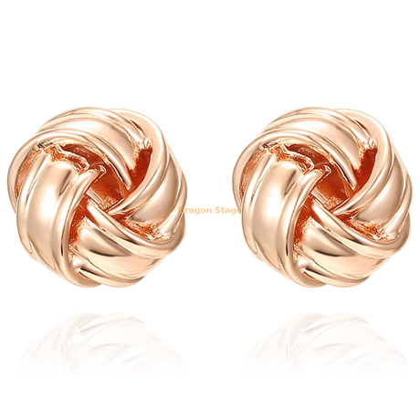 boucles d'oreilles pour femmes de la dernière mode bijoux 14k plaqué or rose 925 boucles d'oreilles noeud en argent sterling