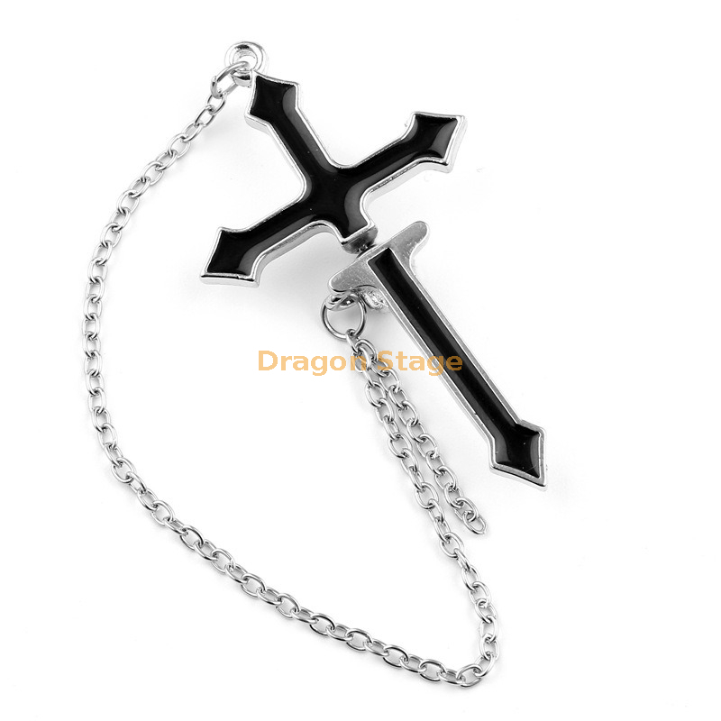Bijoux Hip Hop personnalisés, accessoires de mode, vente en gros, grand alliage noir époxy Punk croix, boucle d'oreille