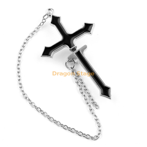 Bijoux Hip Hop personnalisés pas cher en gros accessoires de mode gros alliage noir époxy Punk croix boucle d'oreille