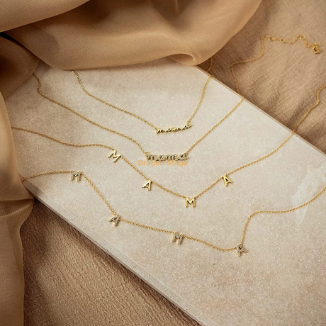 Collier pendentif lettre Mama plaqué or en acier inoxydable, bijoux personnalisés sans collier avec nom personnalisé