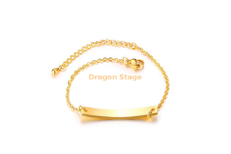 2021 gros personnalisé nom bijoux femmes personnalisé barre d'or blanc en acier inoxydable gravé Bracelet