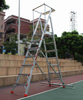 Utilisation d'échelles télescopiques doubles en aluminium pour terrains de jeux