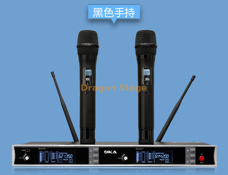 Microphone sans fil professionnel scène de performance extérieure salle de conférence KTV un avec deux microphones chant karaoké domestique (3)