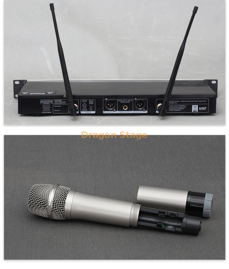 détails de Microphone sans fil professionnel scène de performance extérieure KTV salle de conférence un avec deux microphones chant karaoké domestique (8)