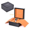 Boîte de montre en bois orange laquée brillante noire personnalisée avec oreiller en velours à l'intérieur