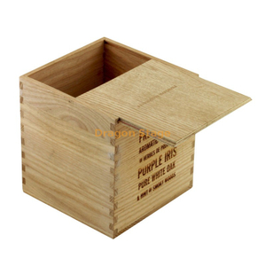 Boîte en bois de pin brun Couvercle coulissant Boîte de rangement en bois inachevée avec logo d'impression d'écran sur le dessus coulissant