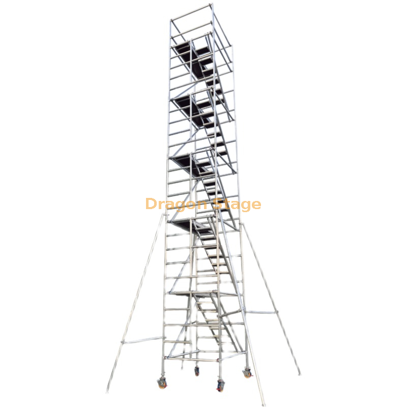 échafaudage mobile en aluminium de double de panneau de 1.35x2x12.21m avec l'échelle de 45degree