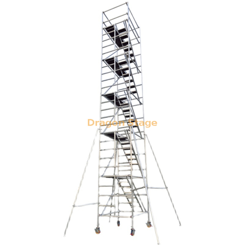 échafaudage mobile en aluminium de double de panneau de 1.35x2x12.21m avec l'échelle de 45degree