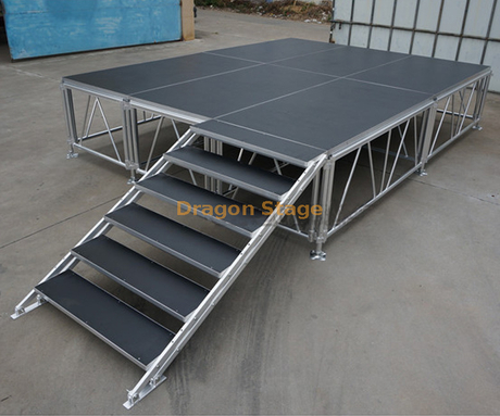 Plate-forme de scène en aluminium 2x1m pour la production d'événements de concert avec différentes hauteurs 2x2m