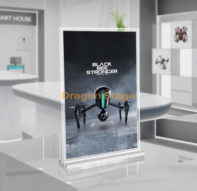 Support d'affichage en acrylique transparent pour support de panneau publicitaire de menu sur table
