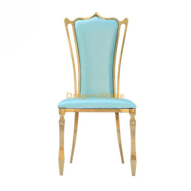Chaises de salle à manger en acier inoxydable, Clubs d'hôtel, chaises de maison, Villas, chaises bleues, Design créatif, chaises de salle à manger avec dossier en cuir