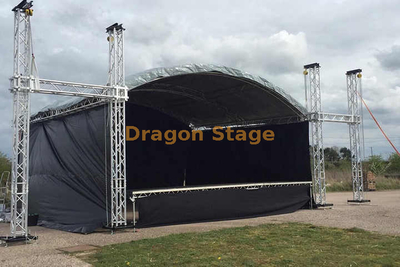 Cadre de toit incurvé en aluminium pour événements 10x9x6m, système de scène en treillis avec 2 ailes, 3m pour écran LED
