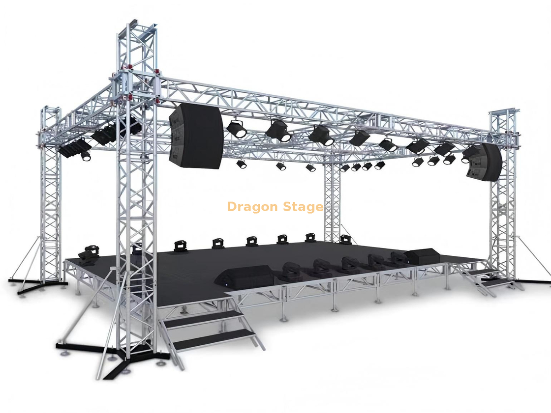 structure en aluminium faite sur commande de botte de cadre d'étape de 7x5m pour l'éclairage d'étape et l'écran de LED