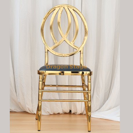 Fourniture directe du fabricant de chaises de salle à manger en métal en acier inoxydable pour les mariages d'hôtel, les banquets, les restaurants à domicile, les chaises Phoenix plaquées or