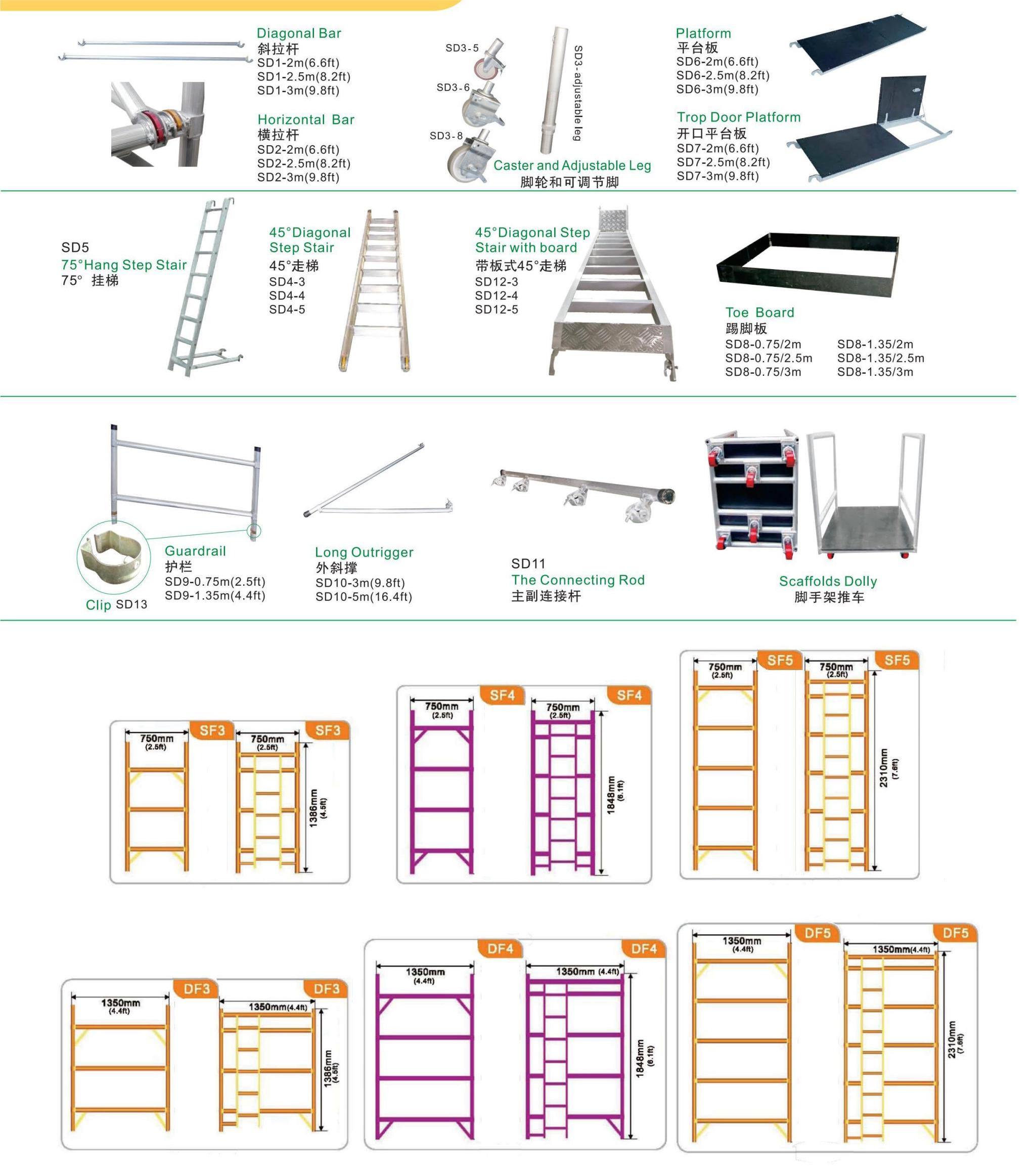 articles pour échafaudages en aluminium