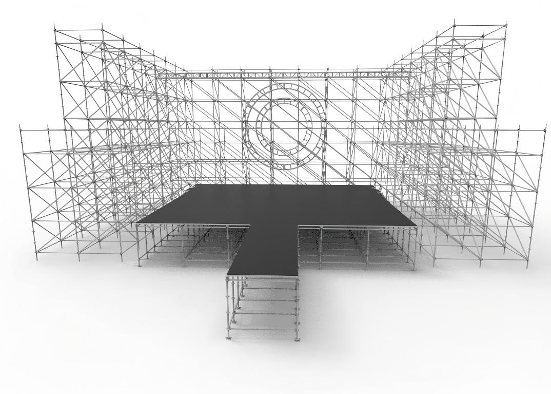 Sc&egrave;ne de concert Ringlock de 12 x 10 m avec piste de 2 x 6 m, supports lat&eacute;raux LED et ferme circulaire en aluminium.jpg