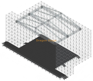 Système de fermes de toit pyramidales à grande portée de 20x20 m avec 3 poutres à longue portée pour système Layher