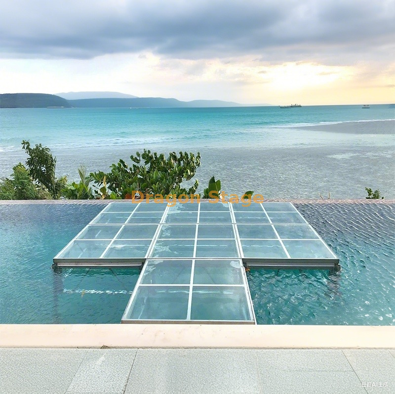 Piscine de piscine Verre passerelle étape 7 pièces