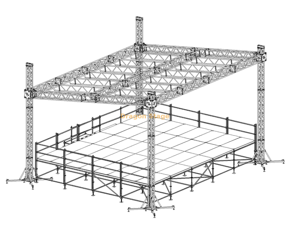 Système de fermes en aluminium à toit plat 24x24x20 pieds avec tours de 20 pieds