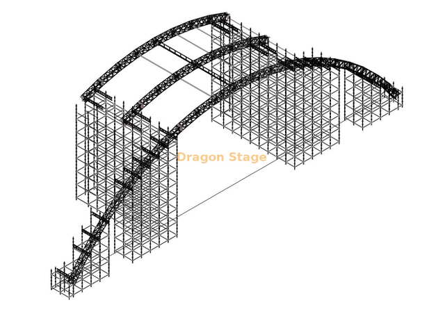 Trussher personnalisée avec une ferme courbe pour un concert en plein air
