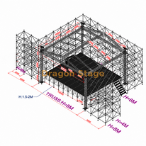 Mur en treillis Ringlock de 24 m avec scène de toiture en aluminium de 12 x 12 m et deux ailes LED avant de 6 m