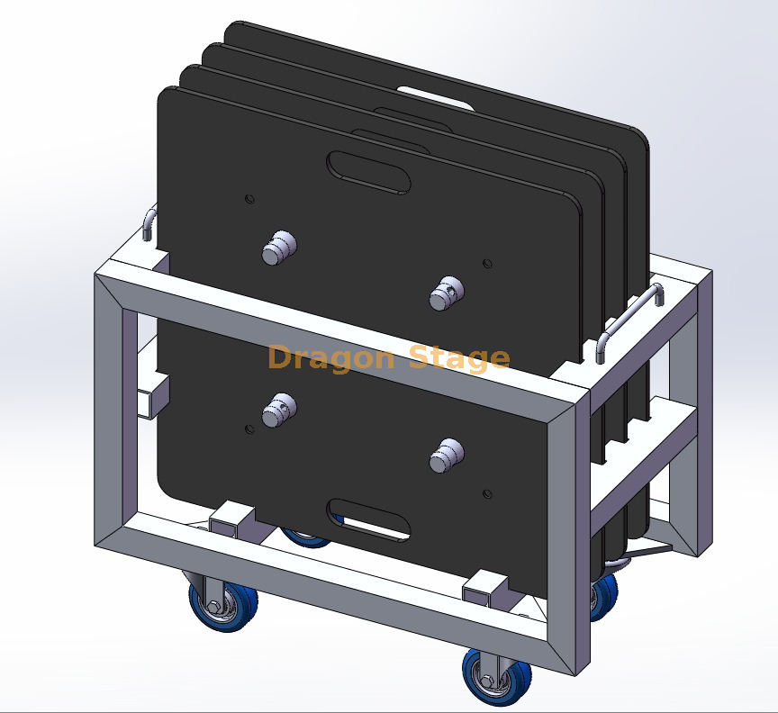 Chariot de transport de plaques de base en treillis pour bases 4 × 600 mm (chariot à chariot mobile)