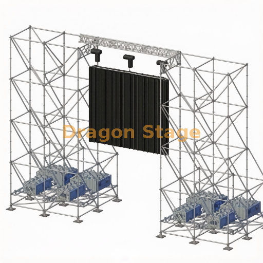 Système de tour suspendue à LED Twin Ringlock avec ferme de 6 m et base de ballast de 400 mm