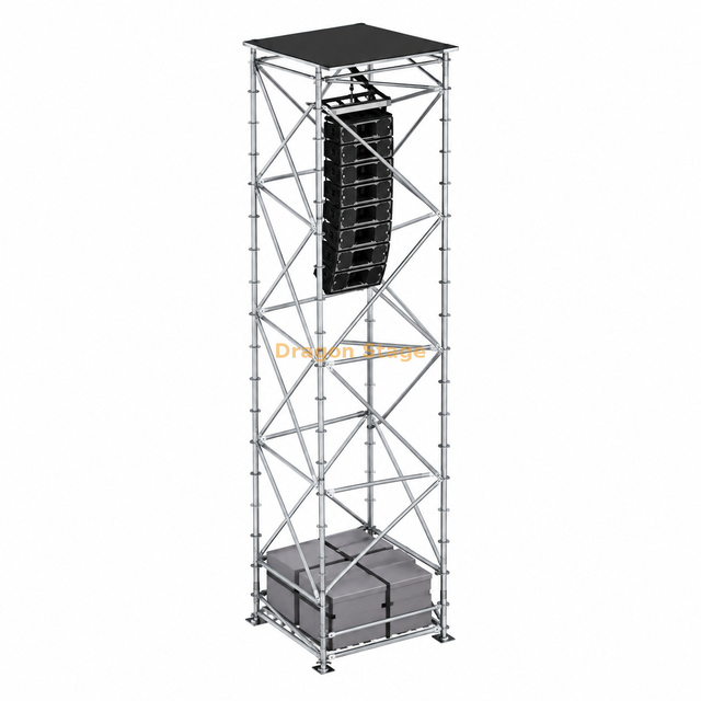 Tour suspendue Ringlock Line Array 2x2x8m avec toit, ballast et plate-forme de travail