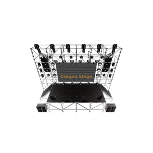 Structure de fond LED Ringlock 12x2x10m avec scène Ringlock 8x4x2m et 2 escaliers