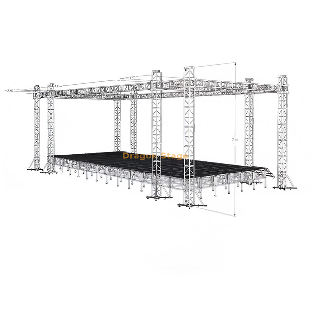Système de ferme en aluminium professionnel pour événements extérieurs, 12x8x7m