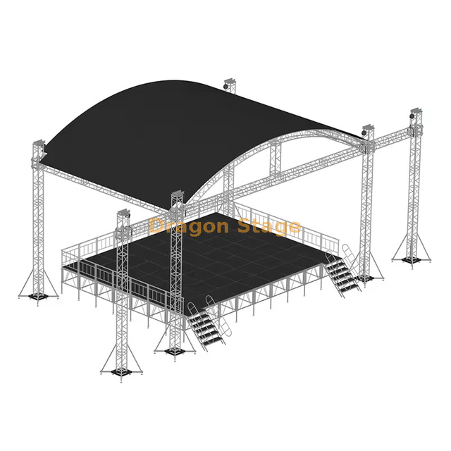 système professionnel de ferme d'étape de toit d'arc en aluminium de 13x9x7m