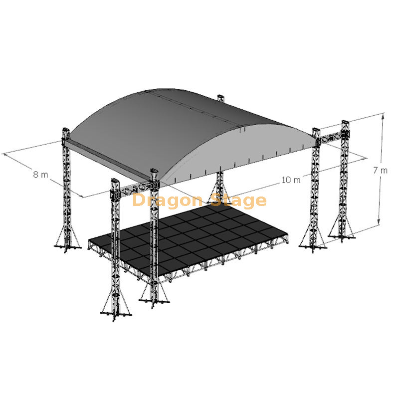 Courbe de scène de concert Spruss 10x8x7m