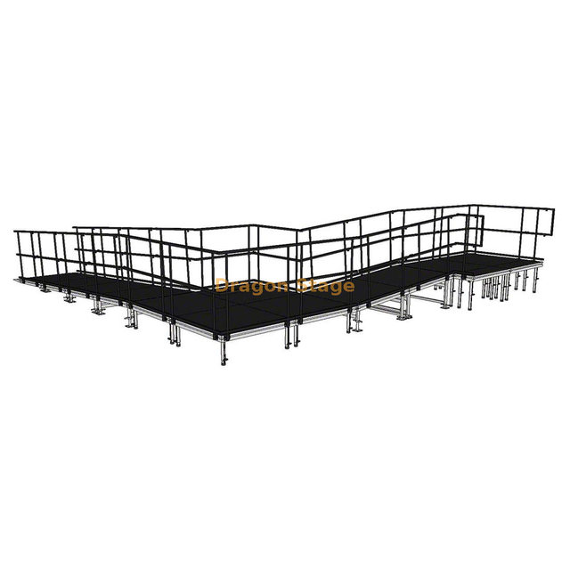Rampe de chargement de Flight Case modulaire en forme de L en aluminium, 7.40x8.26m, pour scènes de Concert