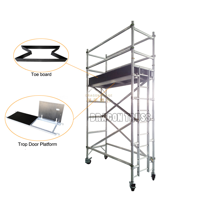 Échafaudage d'échelle de montée simple en aluminium pour l'installation de conduits CVC 5,22 m