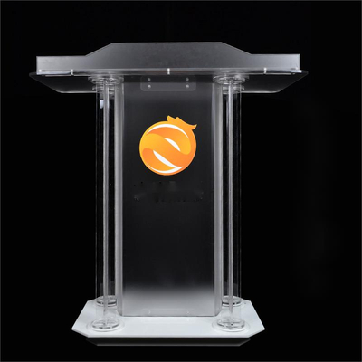 Logo personnalisé gratuit Design moderne clair acrylique Podium chaire pupitre Lucite pupitre plexiglas chaire d'église