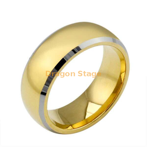Mode simple hommes femmes bijoux anneau uni sans pierre 8mm 18K or mariage doigt titane bague en acier